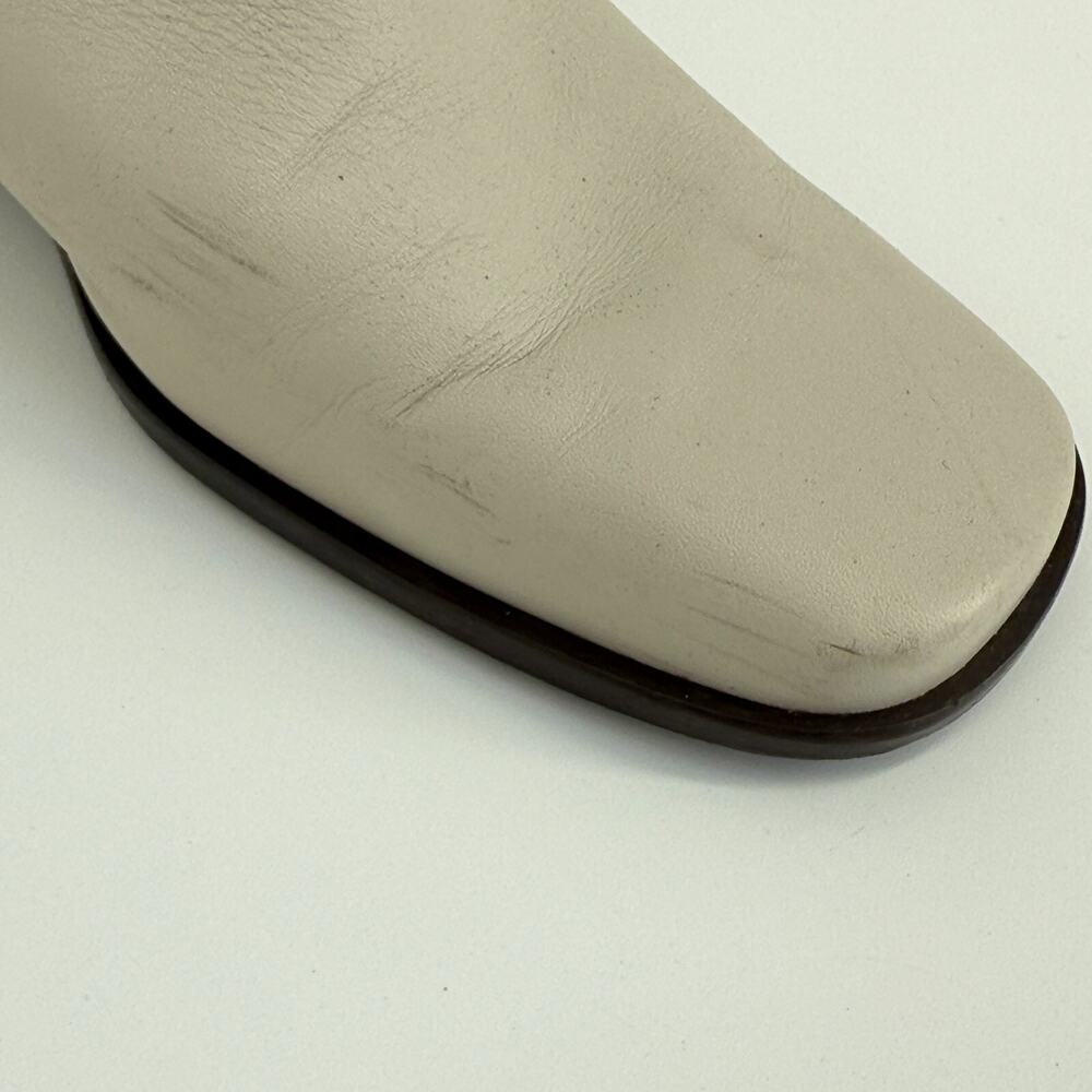 Vtg Nine West Bone White Mules Size 7.5M Block Heel Slip On Minimal 90s Square - Picture 4 of 11